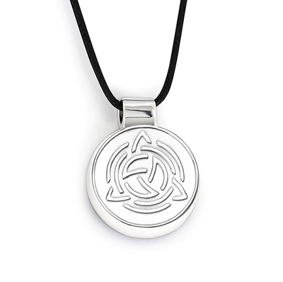 Nu-me Skinny EMF protection pendant Trinity Knot. Much loved classic celtic design. Slim and light with the latest New Life Energy technology. Charged with scalar waves in the solfeggio healing frequencies which work on your own energy system to protect you and keeping you calm. Reversible pendant with energy spiral on the back. Simply Natural Home.