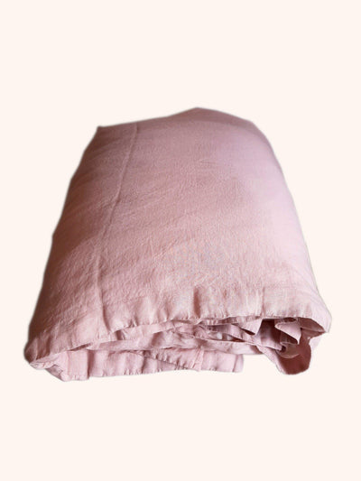 Image of Linen Quilt Cover - Blush Rose-Simply Natural Home. 100% Linen Quilt Cover folded. European stonewashed Linen. Cool in summer, warm in winter. Lint-free and antibacterial.